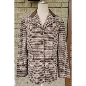Signature By Larry Levine Women's Blazer Sz 14 Plaid Tweed